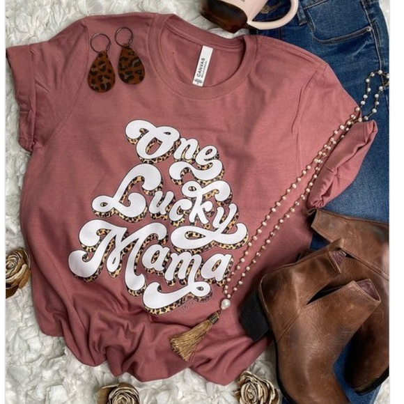 Tops - Mauve One Lucky Mama Leopard Graphic Relaxed Tee